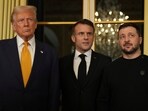 French President Emmanuel Macron, President-elect Donald Trump and Ukraine's President Volodymyr Zelenskyy met at the Elysee Palace, French President Emmanuel Macron, President-elect Donald Trump and Ukraine's President Volodymyr Zelenskyy met at the Elysee Palace,