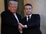 Emmanuel Macron, France's President, right, welcomes US president-elect Donald Trump, before a meeting at The Elysee Presidential Palace, in Paris, France on Saturday. (Bloomberg) Emmanuel Macron, France's President, right, welcomes US president-elect Donald Trump, before a meeting at The Elysee Presidential Palace, in Paris, France on Saturday. (Bloomberg)
