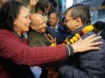 Kejriwal during padyatra in Malviya Nagar on Saturday. (HT Photo) Kejriwal during padyatra in Malviya Nagar on Saturday. (HT Photo)