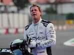 Formula One F1 - Mexico City Grand Prix - Autodromo Hermanos Rodriguez, Mexico City, Mexico - October 26, 2024 Actor Brad Pitt is seen during filming for an F1-inspired movie.