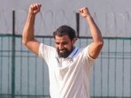 Bengal's Mohammed Shami celebrates a wicket on the fourth day of a Ranji Trophy cricket match. (PTI Photo) (PTI11_16_2024_000315B) Bengal's Mohammed Shami celebrates a wicket on the fourth day of a Ranji Trophy cricket match. (PTI Photo) (PTI11_16_2024_000315B)