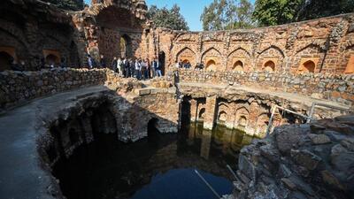 A well at Freoz Shah Kotla, which used to get water from the Yamuna. (Sanchit Khanna/HT Photo)
