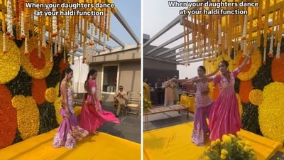 The image shows two daughters dancing to a hit Hindi track on their parents’ 25th anniversary. (Instagram/@rockonroops) The image shows two daughters dancing to a hit Hindi track on their parents’ 25th anniversary. (Instagram/@rockonroops)