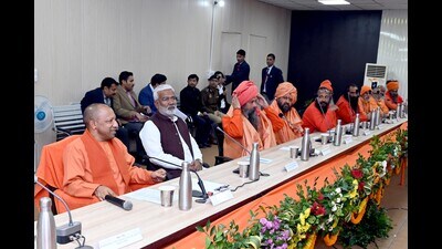 CM Yogi Adityanath interacting with seers of the Akharas in Prayagraj on Dec 7. (HT photo) CM Yogi Adityanath interacting with seers of the Akharas in Prayagraj on Dec 7. (HT photo)