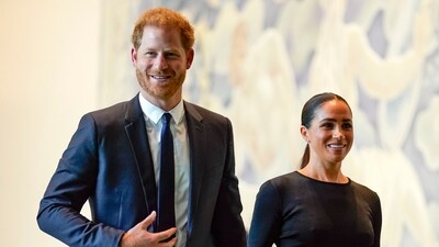 FILE - Prince Harry and Meghan Markle arrive at United Nations headquarters, July 18, 2022. (AP Photo/Seth Wenig, File) (AP)