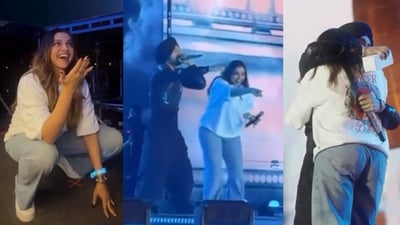 Deepika Padukone with Diljit Dosanjh at his Bengaluru concert Deepika Padukone with Diljit Dosanjh at his Bengaluru concert