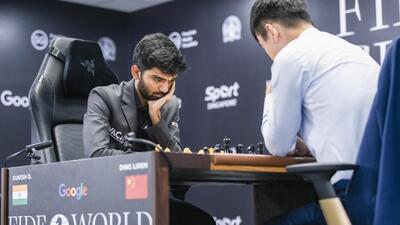 India's D Gukesh plays against China’s Ding Liren during the World Chess Championship in Singapore. (PTI) India's D Gukesh plays against China’s Ding Liren during the World Chess Championship in Singapore. (PTI)