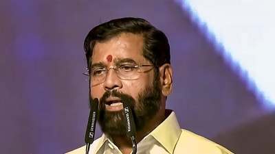 Shiv Sena leader Eknath Shinde takes oath as Maharashtra Deputy Chief Minister during the swearing-in ceremony, in Mumbai, on Thursday, Shiv Sena leader Eknath Shinde takes oath as Maharashtra Deputy Chief Minister during the swearing-in ceremony, in Mumbai, on Thursday,