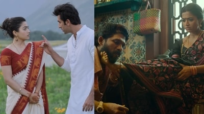 Rashmika with her onscreen husbands Ranbir and Allu Arjun