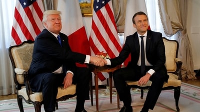 President-elect Donald Trump (L) and French President Emmanuel Macron.  REUTERS/REUTERS/Jonathan Ernst/File Photo (REUTERS)