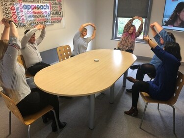Yoga at workplace: Exercise to de-stress at office and regain focus (Twitter/Approach_pr) Yoga at workplace: Exercise to de-stress at office and regain focus (Twitter/Approach_pr)