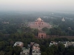 A view of Humayun’s Tomb covers in a thin layer of haze as air quality remains in the 'moderate' category as per the Central Pollution Control Board (CPCB), in New Delhi on Saturday. A view of Humayun’s Tomb covers in a thin layer of haze as air quality remains in the 'moderate' category as per the Central Pollution Control Board (CPCB), in New Delhi on Saturday.