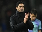 Arsenal's Spanish manager Mikel Arteta applauds fans after the English Premier League football match between Fulham and Arsenal at Craven Cottage in London on December 8