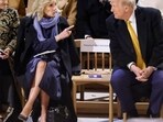 Jill Biden  and Trump were waiting for French First Lady Brigitte Macron to assume the seat that parted the duo during the reopening ceremony.