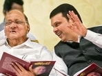 File photo of the President of NCP Mr. Sharad Pawar and Maharashtra Chief Minister Devendra Fadnavis during 61st Birthday celebration of Mr.Dilip Walse Patil and Gauravgranth Prakashan at Ravindranatya Mandir, Prabhadevi in Mumbai. File photo of the President of NCP Mr. Sharad Pawar and Maharashtra Chief Minister Devendra Fadnavis during 61st Birthday celebration of Mr.Dilip Walse Patil and Gauravgranth Prakashan at Ravindranatya Mandir, Prabhadevi in Mumbai.