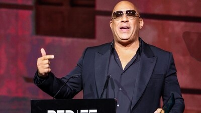 Vin Diesel speaks after receving an award during the 4th edition of the Red Sea International Film Festival at Culture Square in Jeddah on December 5, 2024. (AFP) Vin Diesel speaks after receving an award during the 4th edition of the Red Sea International Film Festival at Culture Square in Jeddah on December 5, 2024. (AFP)