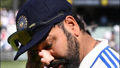 Skipper Rohit Sharma in a contemplative mood after India lost the Adelaide Test to Australia by 10 wickets on Sunday. (AAP Image via REUTERS) Skipper Rohit Sharma in a contemplative mood after India lost the Adelaide Test to Australia by 10 wickets on Sunday. (AAP Image via REUTERS)