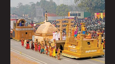 The Republic Day parade features tableaux from states, UTs and various government departments, each depicting unique themes. (PTI file photo) The Republic Day parade features tableaux from states, UTs and various government departments, each depicting unique themes. (PTI file photo)