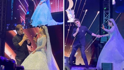 Shah Rukh Khan was seen dancing with the bride on his iconic song 'Pretty Woman' from Kal Ho Na Ho. (Instagram/@amritkaur_artistry) Shah Rukh Khan was seen dancing with the bride on his iconic song 'Pretty Woman' from Kal Ho Na Ho. (Instagram/@amritkaur_artistry)