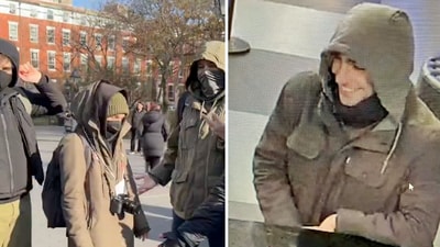 A total of eight people, dressed in a hood and wearing face masks, contested in the look-alike competition in New York. (X/@taliaotg) A total of eight people, dressed in a hood and wearing face masks, contested in the look-alike competition in New York. (X/@taliaotg)