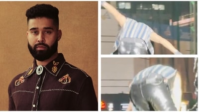AP Dhillon almost fell on stage during his concert. AP Dhillon almost fell on stage during his concert.