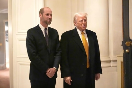 US President-elect Donald Trump (R) and Britain's Prince William, Prince of Wales (L), pose for a photograph ahead of a meeting at the UK Ambassadors residence in Paris, on December 7, 2024. The US President-elect makes his first international trip since his election win, preparing for a day of intense diplomacy whilst attending the reopening ceremony for the Notre Dame cathedral restored after the 2019 fire. (Photo by Aaron Chown / POOL / AFP) (AFP) US President-elect Donald Trump (R) and Britain's Prince William, Prince of Wales (L), pose for a photograph ahead of a meeting at the UK Ambassadors residence in Paris, on December 7, 2024. The US President-elect makes his first international trip since his election win, preparing for a day of intense diplomacy whilst attending the reopening ceremony for the Notre Dame cathedral restored after the 2019 fire. (Photo by Aaron Chown / POOL / AFP) (AFP)