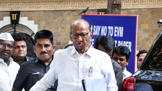 (NCP-SP) Chief Sharad Pawar addressed villagers in Markadwadi and supported their decision to conduct re-polls with ballot papers (Sandeep Anandrao Mahankal )