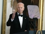 US President Joe Biden speaks during a ceremony in the East Room of the White House in Washington, DC, US, on December 8. (Bloomberg) US President Joe Biden speaks during a ceremony in the East Room of the White House in Washington, DC, US, on December 8. (Bloomberg)
