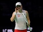 Poland's Iga Swiatek reacts during a match.