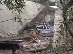 Debris at the site following bomb explosion, in Murshidabad, West Bengal. Debris at the site following bomb explosion, in Murshidabad, West Bengal.