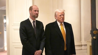 Britain's Prince William greets US President Elect, Donald Trump at the UK Ambassadors residence in Paris, France, Saturday, Dec. 7, 2024.AP/PTI (AP) Britain's Prince William greets US President Elect, Donald Trump at the UK Ambassadors residence in Paris, France, Saturday, Dec. 7, 2024.AP/PTI (AP)