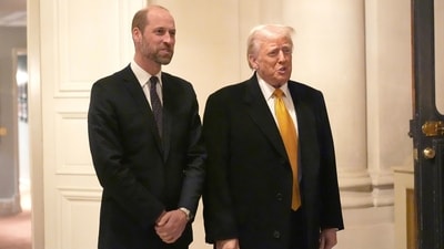 Britain's Prince William greets US President Elect, Donald Trump at the UK Ambassadors residence in Paris, France, Saturday, Dec. 7, 2024.AP/PTI (AP) Britain's Prince William greets US President Elect, Donald Trump at the UK Ambassadors residence in Paris, France, Saturday, Dec. 7, 2024.AP/PTI (AP)