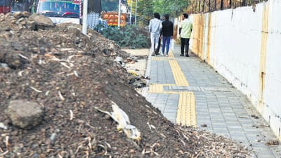 As ‘Pedestrian Day’ inches closer, the question remains whether the city’s footpaths will ever be truly safe and accessible for all. (HT PHOTO) As ‘Pedestrian Day’ inches closer, the question remains whether the city’s footpaths will ever be truly safe and accessible for all. (HT PHOTO)