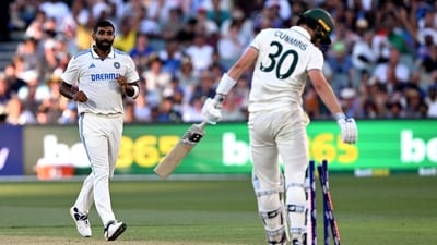 Jasprit Bumrah celebrates the dismissal of Pat Cummins in the second Test match at the Adelaide Oval. (AFP) Jasprit Bumrah celebrates the dismissal of Pat Cummins in the second Test match at the Adelaide Oval. (AFP)