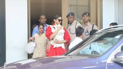 Deepika Padukone with daughter Dua Padukone Singh at the Mumbai airport Deepika Padukone with daughter Dua Padukone Singh at the Mumbai airport