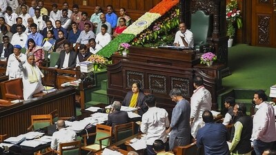As BJP leaders tried to raise the issue, despite the Speaker stating that he would allow them to raise it later. As BJP leaders tried to raise the issue, despite the Speaker stating that he would allow them to raise it later.