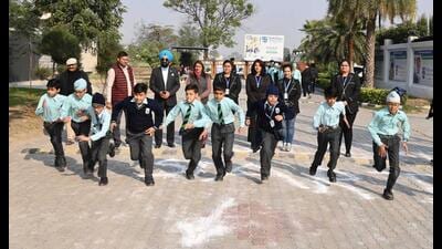 Participants at the open district cross country race held at Millennium World School, Phase-2, in Ludhiana on Monday. (HT Photo) Participants at the open district cross country race held at Millennium World School, Phase-2, in Ludhiana on Monday. (HT Photo)