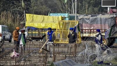 Patiala: Farmers at the Shambhu border a day after their Dilli Chalo march was suspended, in Patiala, on Monday. (PTI) Patiala: Farmers at the Shambhu border a day after their Dilli Chalo march was suspended, in Patiala, on Monday. (PTI)