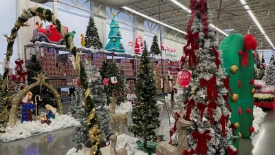 Christmas trees on display at a Walmart Supercenter in North Bergen, New Jersey, U.S, November 29, 2024. (REUTERS/Siddharth Cavale)
