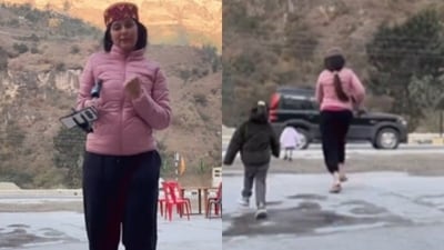 Mother danced near a busy road, risking her child’s safety for a viral reel, sparking outrage. (X/@jitu_rajoriya) Mother danced near a busy road, risking her child’s safety for a viral reel, sparking outrage. (X/@jitu_rajoriya)