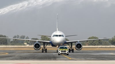 Greater Noida, India- December 09, 2024: The validation test marked a major milestone, paving the way to get certified for the airport's approach and departure procedures. (HT Print) Greater Noida, India- December 09, 2024: The validation test marked a major milestone, paving the way to get certified for the airport's approach and departure procedures. (HT Print)