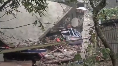 Debris at the site following bomb explosion, in Murshidabad, West Bengal. (PTI) Debris at the site following bomb explosion, in Murshidabad, West Bengal. (PTI)