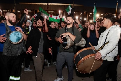 Syrian-Americans and supporters in US' Michigan celebrate after the fall of Assad's regime in Syria. (Reuters)