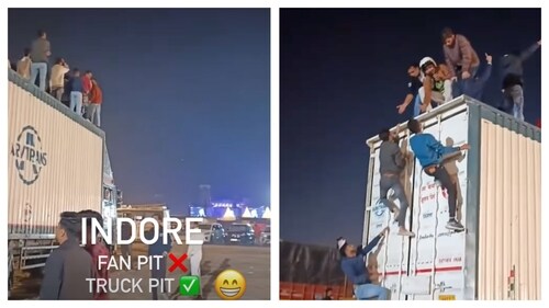 Diljit Dosanjh shares video of fans climbing on top of a truck to watch his Indore concert. Diljit Dosanjh shares video of fans climbing on top of a truck to watch his Indore concert.