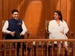 Parineeti Chopra looks uncomfortable with Raghav Chadha's wife jokes. Parineeti Chopra looks uncomfortable with Raghav Chadha's wife jokes.
