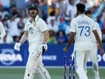 Australia's Travis Head, centre, reacts after he is bowled out by India's Mohammed Siraj.AP/PTI(AP12_07_2024_000129B) Australia's Travis Head, centre, reacts after he is bowled out by India's Mohammed Siraj.AP/PTI(AP12_07_2024_000129B)