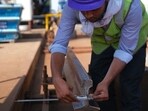 The National High Speed Rail Corporation Limited (NHSRCL) has commenced the critical phase of rail welding for the Mumbai-Ahmedabad bullet train project in Gujarat. HT Photo The National High Speed Rail Corporation Limited (NHSRCL) has commenced the critical phase of rail welding for the Mumbai-Ahmedabad bullet train project in Gujarat. HT Photo