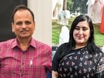 AAP leader  Satyendar Jain (L) and BJP MP Bansuri Swaraj (R).