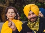 Navjot Singh Sidhu with his wife Navjot Kaur Sidhu. (PTI Photo)
