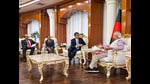 Dhaka: Foreign Secretary Vikram Misri with Chief Adviser of Bangladesh Muhammad Yunus during a meeting, in Dhaka, Bangladesh, Monday, Dec. 9, 2024. (PTI Photo) (PTI)